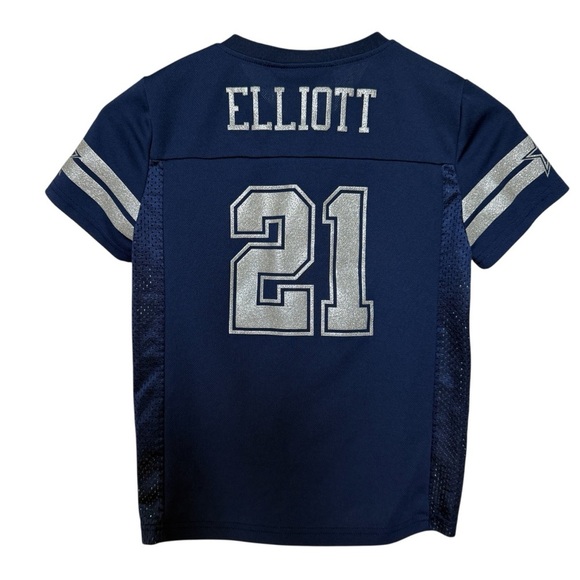 Dallas Cowboys Ezekiel Elliott Youth Girls Jersey Navy Blue Size L NFL Athletic - Picture 6 of 7